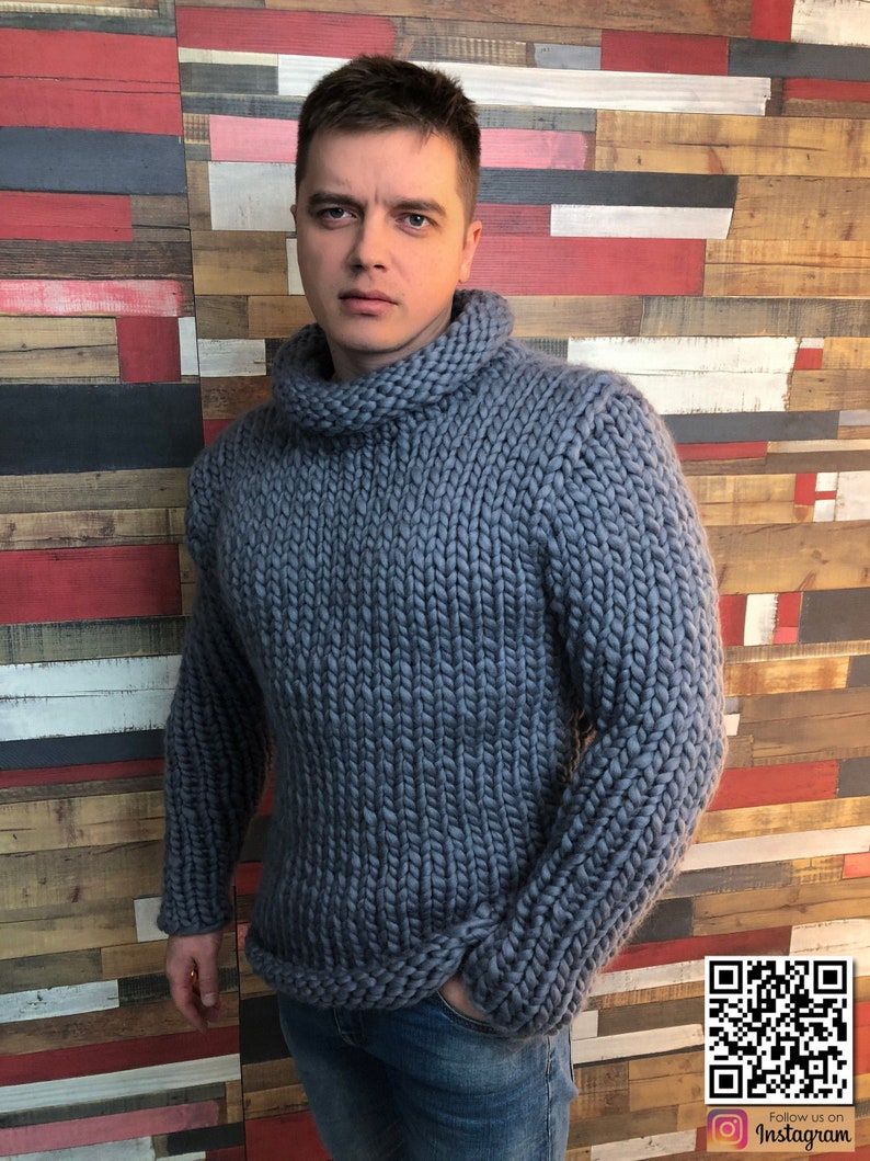 Thick Wool Sweater Men Etsy