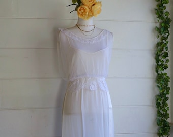 Vintage La Perla Slip Dress - 1990s to Y2K - Silk Lingerie Dress - White Ivory Sheer - Deadstock New w Tags - XS Small - Bridal Anniversary