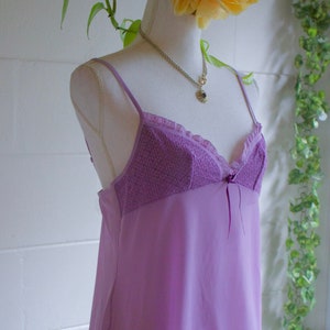 Vintage Slip Dress by Victoria's Secret - Y2K early 2000s - Mesh Sheer & Lace - Pastel Lilac Purple - M to L - Spring Cottage Fairy Romantic