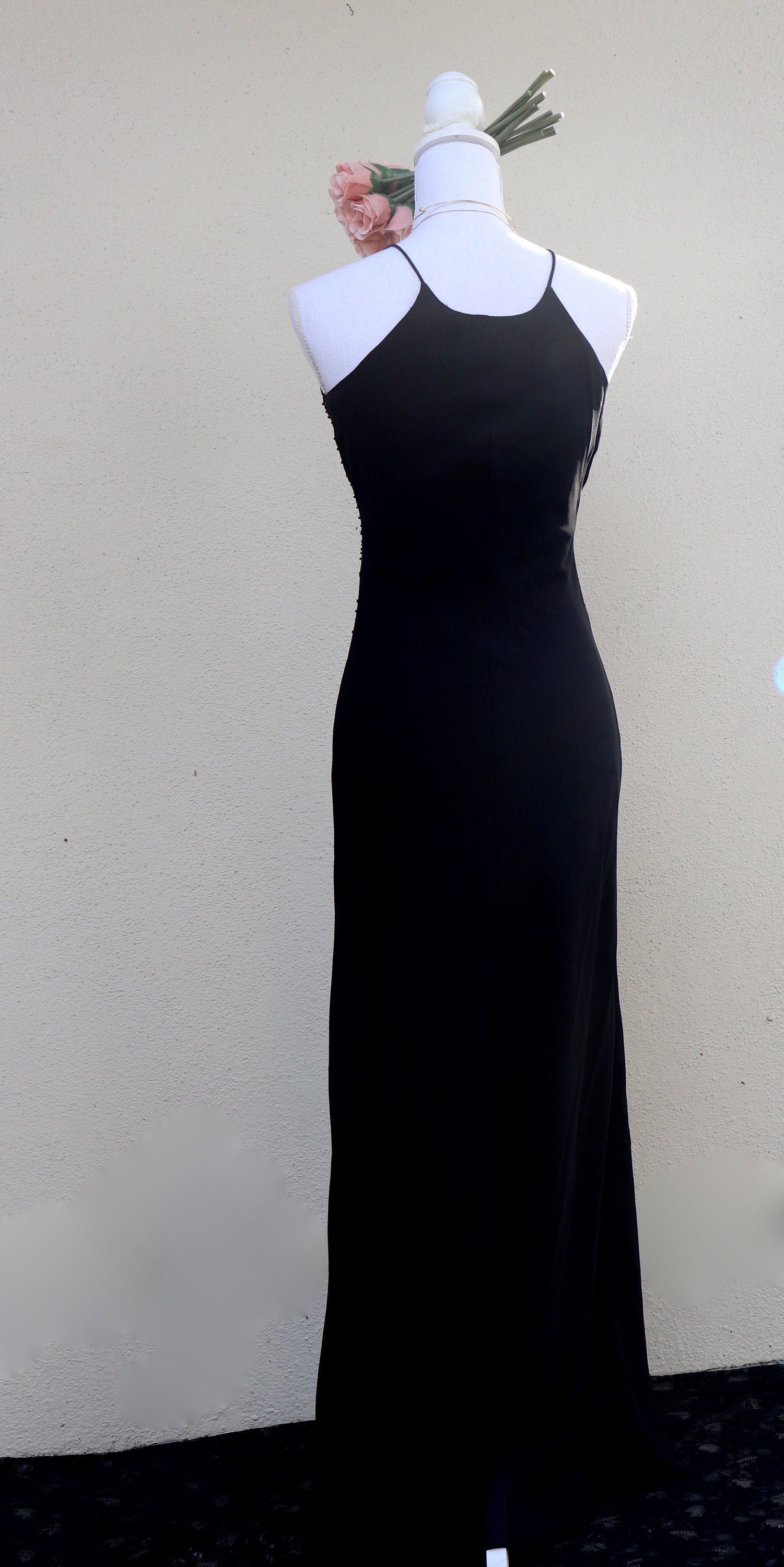 Vintage Dress 1990s to Y2K Long Black Formal Dress Beaded | Etsy