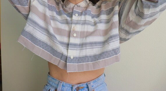 Vintage Cropped Button Down - 1980s to 1990s - St… - image 5