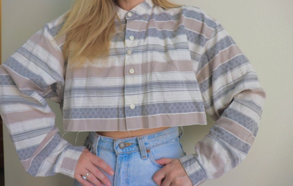 Vintage Cropped Button Down - 1980s to 1990s - St… - image 4