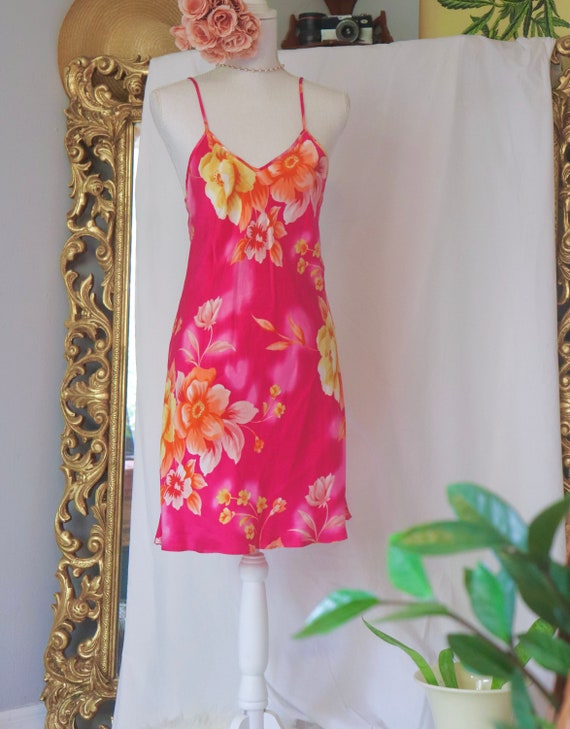 Vintage 100% Silk Slip Dress - Floral Lingerie - … - image 6