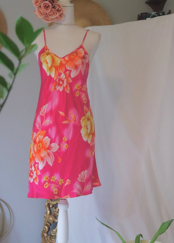 Vintage 100% Silk Slip Dress - Floral Lingerie - … - image 4