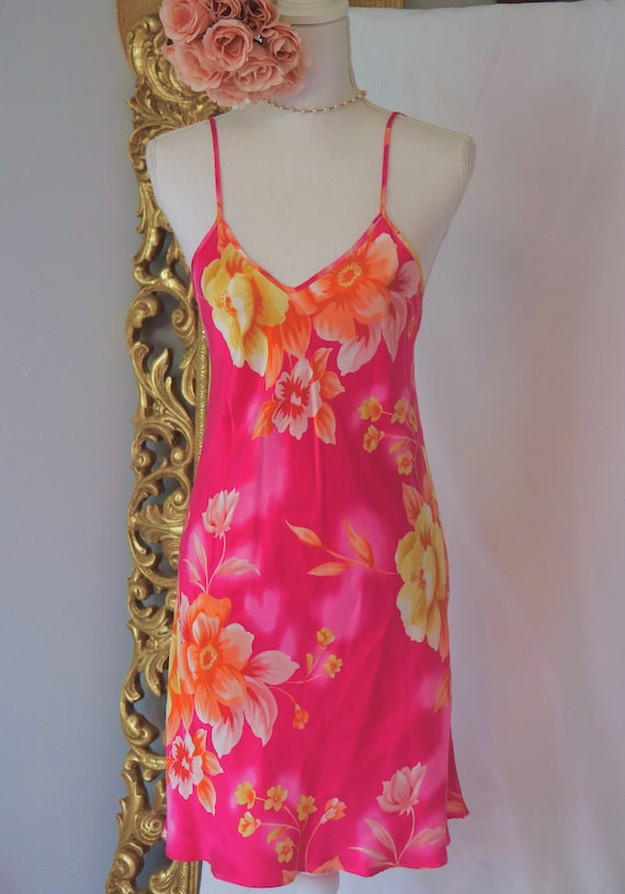 Vintage 100% Silk Slip Dress - Floral Lingerie - … - image 7