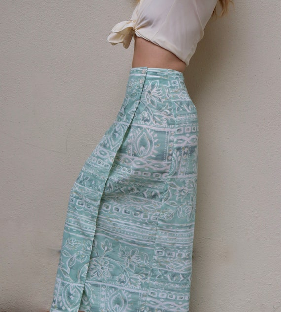 Vintage 1990s Wrap Skirt - Abstract - Floral - Min