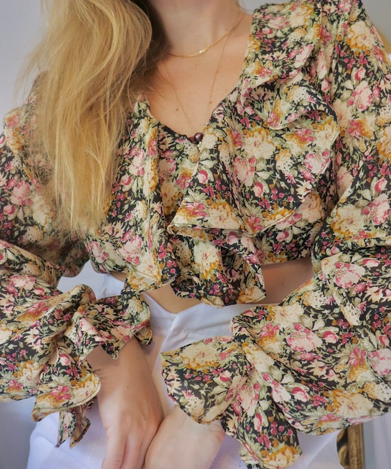 Vintage Floral Poet Blouse - 1980s to 1990s  - Bl… - image 6