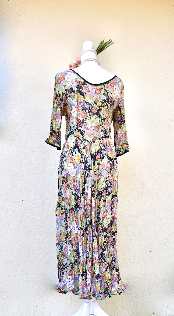 Vintage Bohemian Dress - 1990s does 1970s - Flora… - image 8