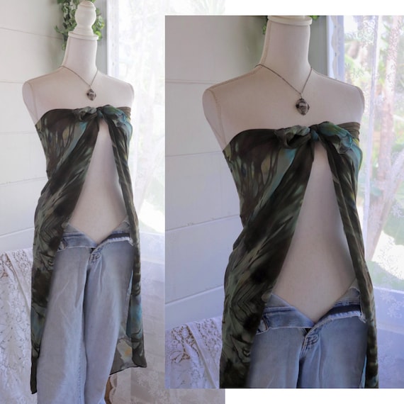 Vintage Silk Scarf - 1980s to 1990 - Shibori Dyed… - image 2
