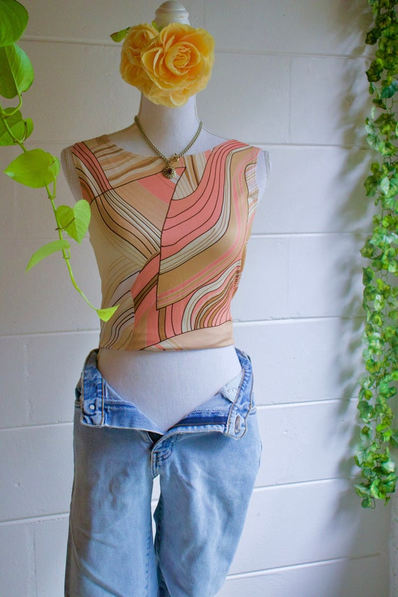 Vintage Tank Top - 1990s to Y2K - Neutral  Pink & 