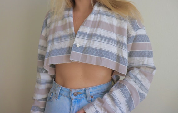 Vintage Cropped Button Down - 1980s to 1990s - St… - image 2