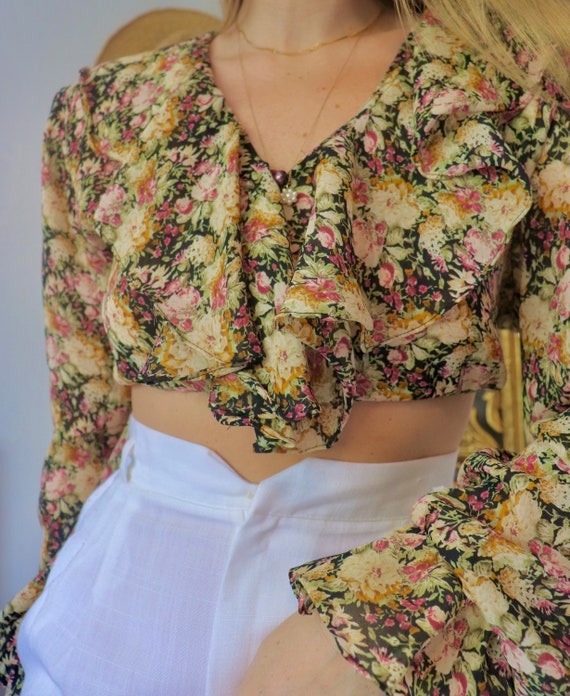 Vintage Floral Poet Blouse - 1980s to 1990s  - Bl… - image 5