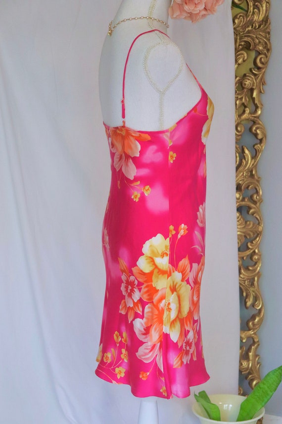 Vintage 100% Silk Slip Dress - Floral Lingerie - … - image 8