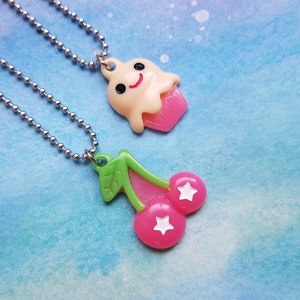 Cherry Cupcake Best Friend Necklaces - BFF Necklace