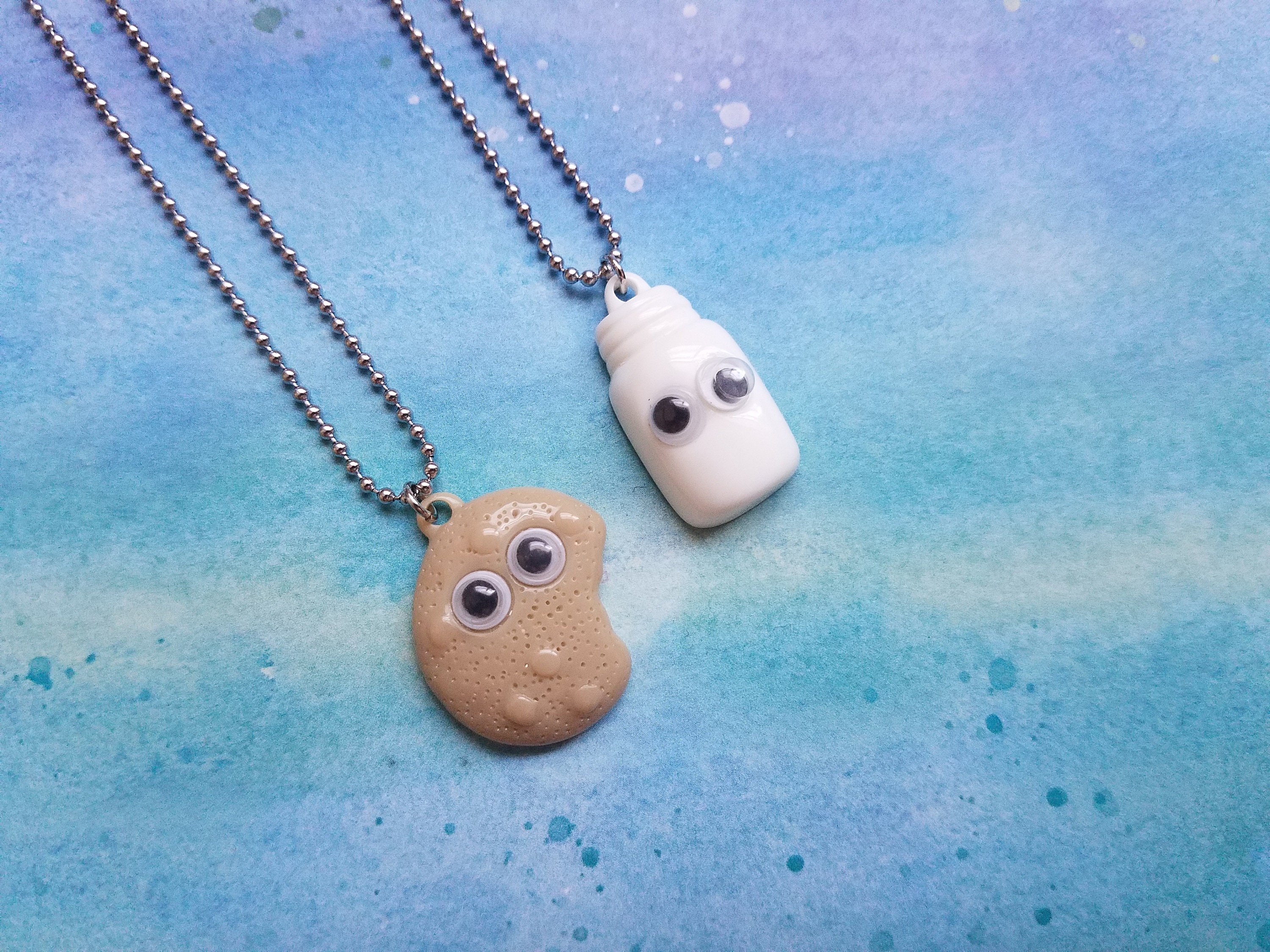 Cartoon Mini Biscuit Coffee Frenchfries Milk Cookie Necklaces