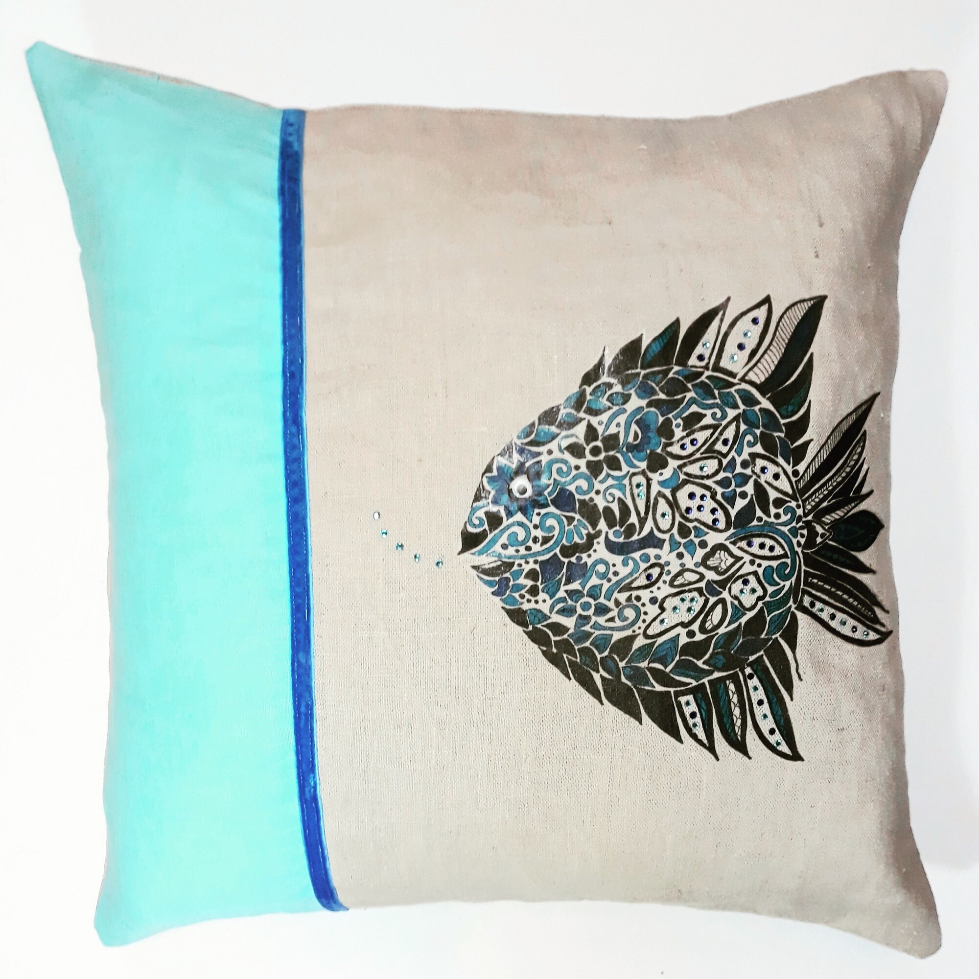 Coussin Lin 40x40cm, Création Unique , Coussin d'intérieur Pour Une Déco Chic et Originale, Entièrem