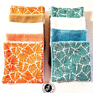 10 lingettes + 1 filet de lavage assorti 100 % coton certifié Oekotex et éponge bambou, 10x10 cm pour un démaquillage économique tout doux