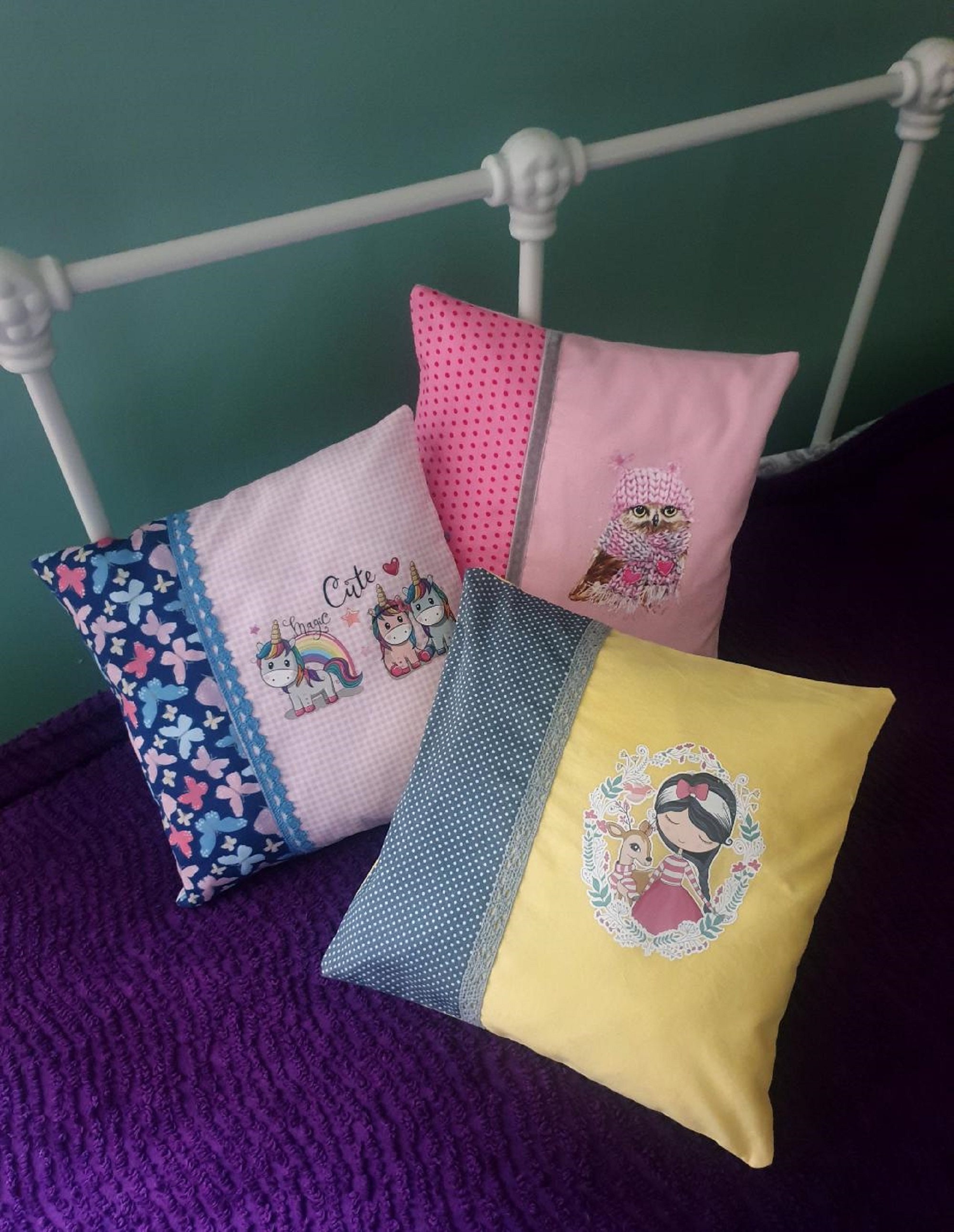 Mini Coussins Pour Enfants, 24x24cm, 100% Coton, Déhoussables, Lavables, Hypoallergéniques, Personna