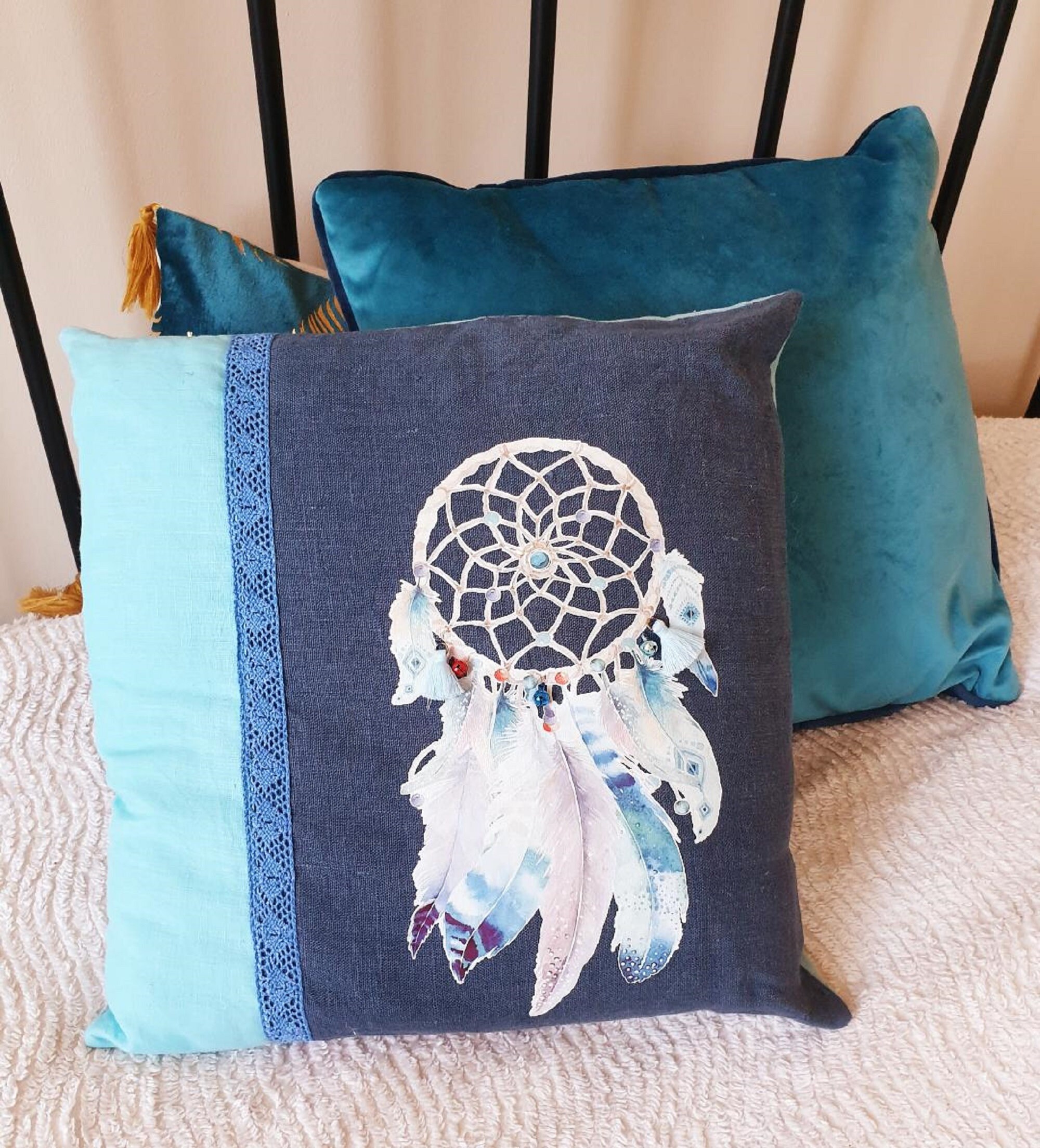 Coussin Lin 40x40cm, Création Unique , Coussin d'intérieur Pour Une Déco Chic et Originale, Entièrem