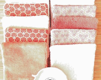 10 lingettes + 1 filet de lavage assorti 100 % coton certifié Oekotex et éponge bambou, 10x10 cm pour un démaquillage économique tout doux