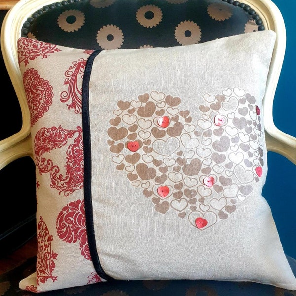 housse de coussin en lin 40x40 cm, pièce unique pour une déco intérieure chic et originale