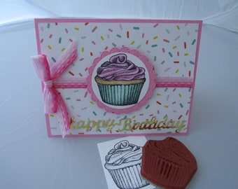 Cupcake Cling mounted Rubber Stamp