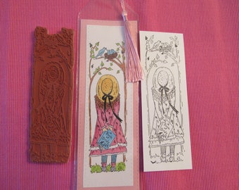 Bird Watching Rubber Stamp for Bookmarks