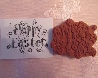 Happy Easter Sentiment Rubber Stamp