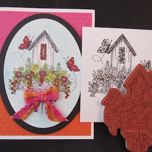 Butterfly House Rubber Stamp