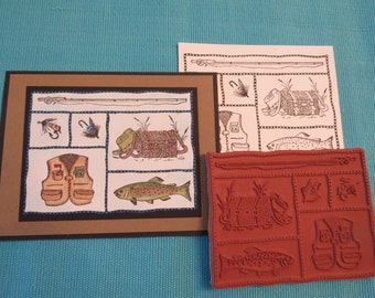 Fisherman's Sampler Rubber Stamp