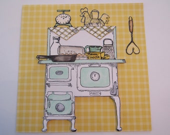 Grandma's Cook Stove Rubber Stamp