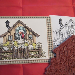 Hen House Chicken and Chicks Rubber Stamp
