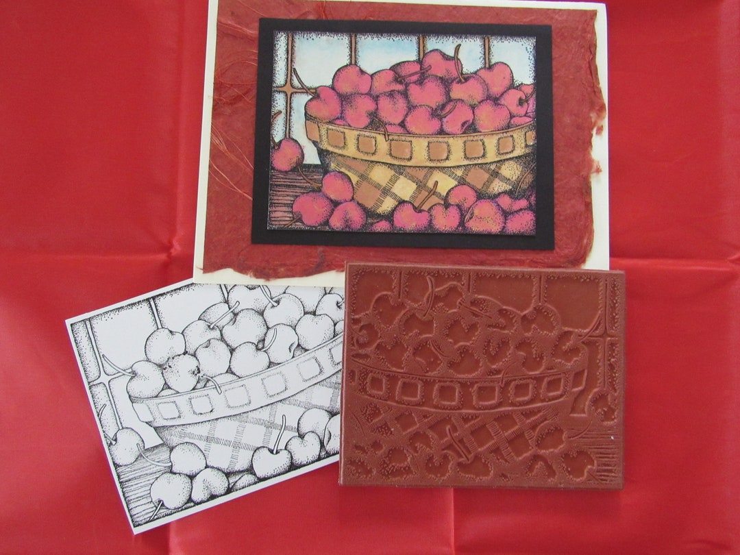 Bowl of Cherries Art Rubber Stamp by Karen Meder for the Peddler's Pack