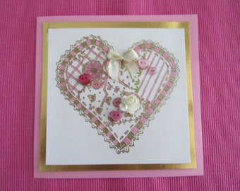 Buttons and Bows Lacey Heart Rubber Stamp