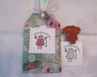 Handcrafted Gift Tag Rubber Stamp