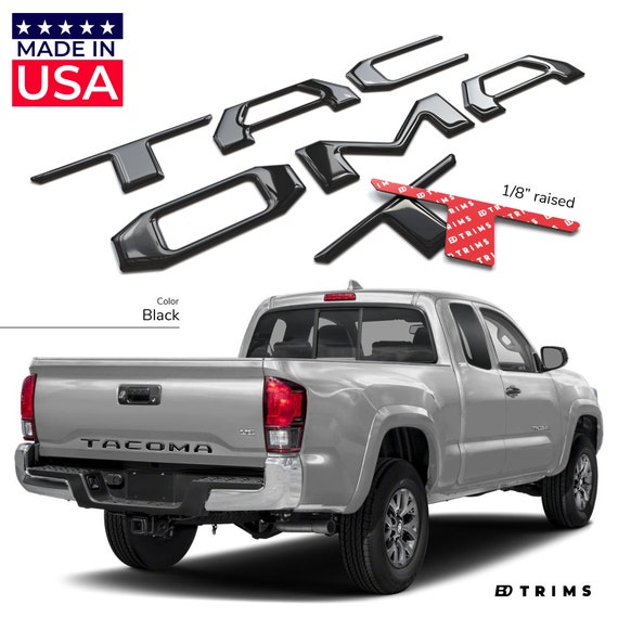 AUTO PRO ACCESSORIES 3D Raised Tailgate Insert Letters Emblems Decal For Toyota Tundra 2014-2020 Gloss Black