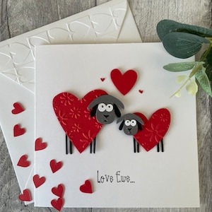 Biglietto fatto a mano - Love Ewe - Valentine - Amante delle pecore - può essere personalizzato