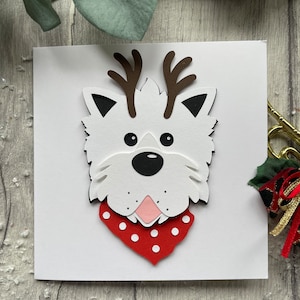 Handgemaakte West Highland Westie-kerstkaart - kan worden gepersonaliseerd