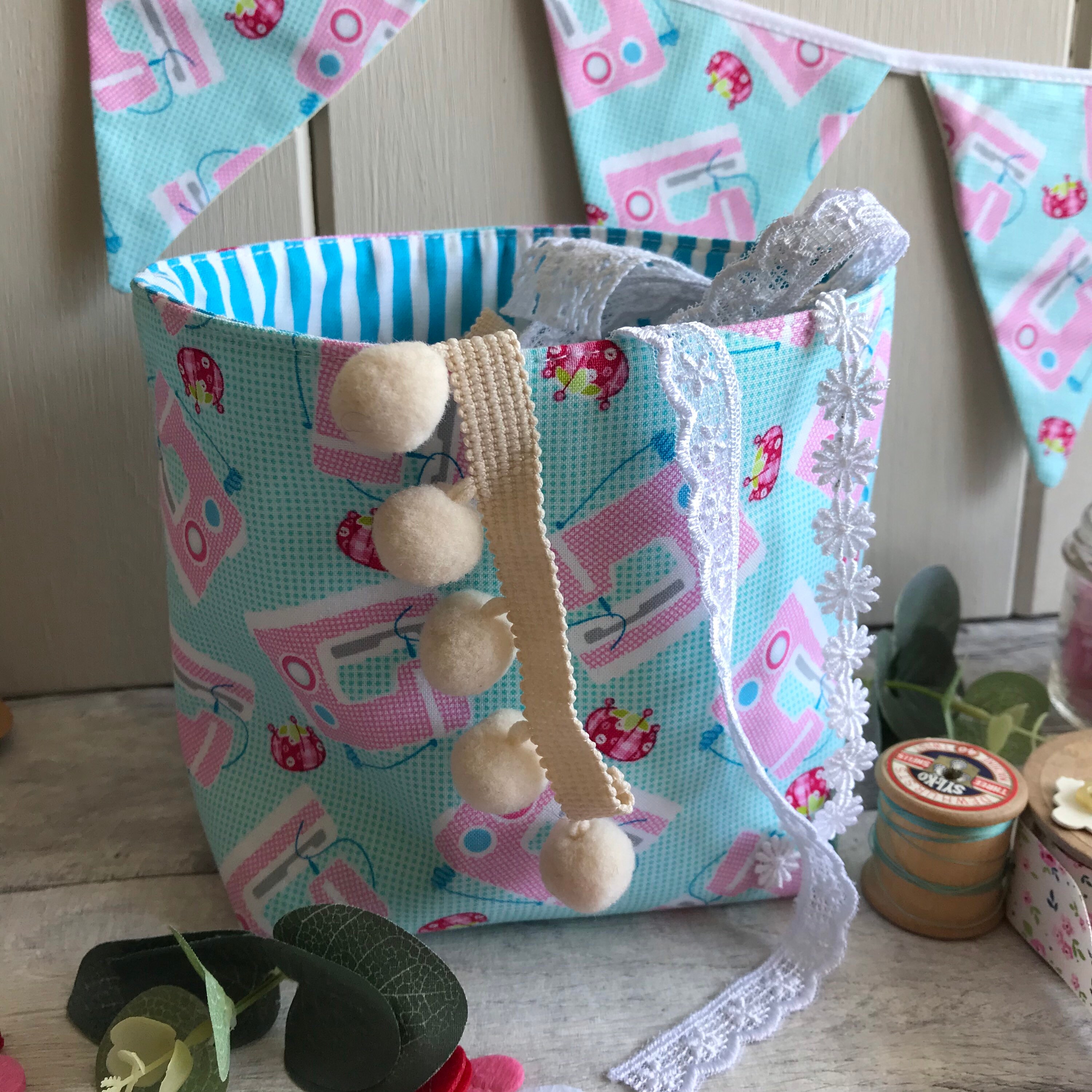 Sewing machine themed fabric basket craft storage basket Etsy