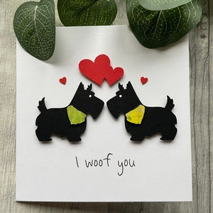Handgemachte Karte - Scotty Hund - Valentine - Hundeliebhaber - kann personalisiert werden