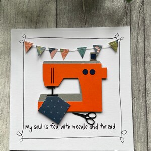 May your bobbin always be full - Sewing machine with bunting card- can be personalised