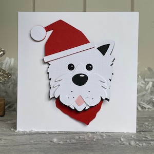 Handgemaakte West Highland Westie-kerstkaart - kan worden gepersonaliseerd