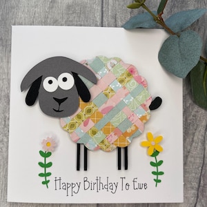 Colourful woven paper handmade sheep card