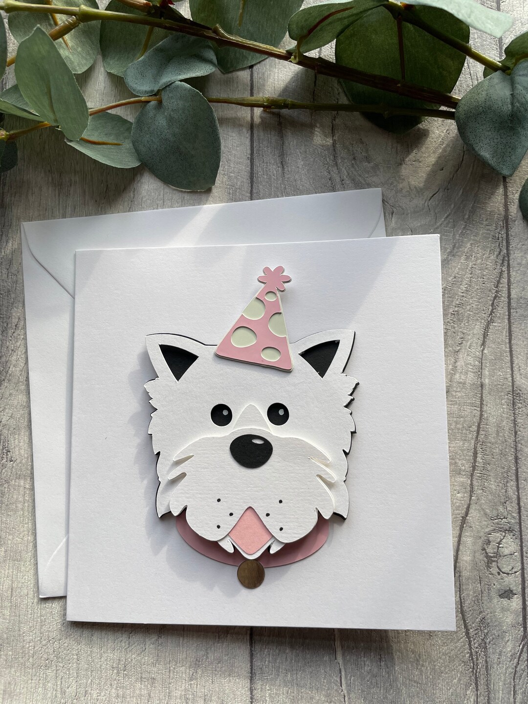 Handmade Westie Dog With Party Hat Card Can Be Personalised - Etsy