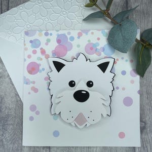 Handmade Westie West Highland dog greetings birthday blank card can be personalised