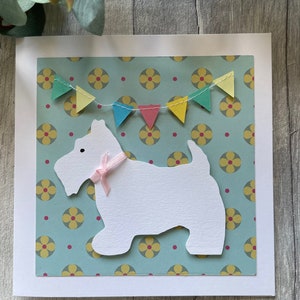 Handmade Westie West Highland Terrier bunting birthday greetings card - Can be personalised