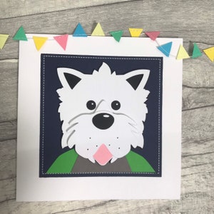 Handmade Westie card - West Highland Terrier in a T-shirt - can be personalised