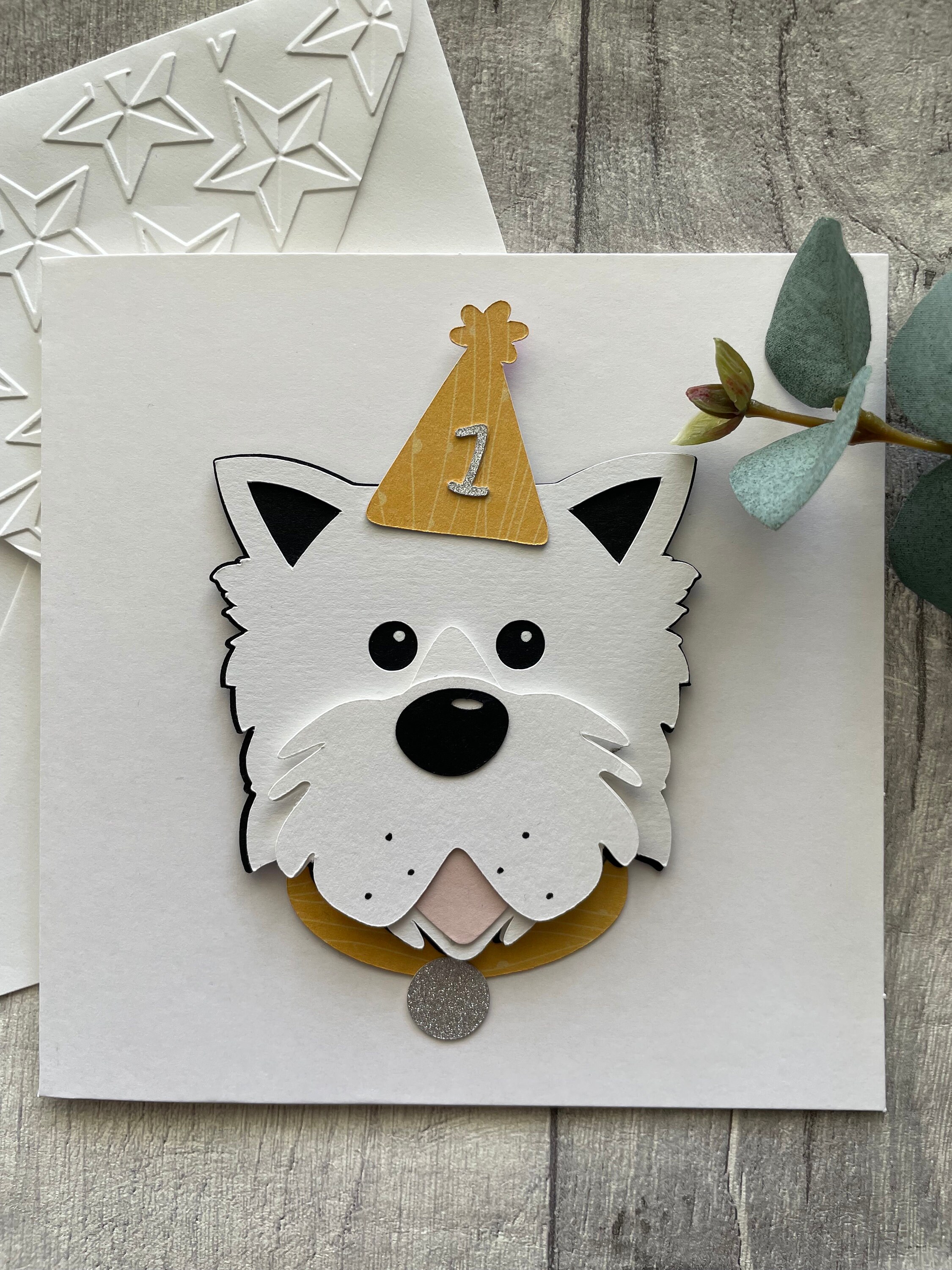 Handmade Westie Dog With Age Party Hat Card Can Be Personalised Other ...