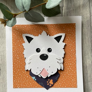 Handmade card - West Highland Terrier Westie with cravat - can be personalised