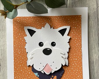 Handmade card - West Highland Terrier Westie with cravat - can be personalised